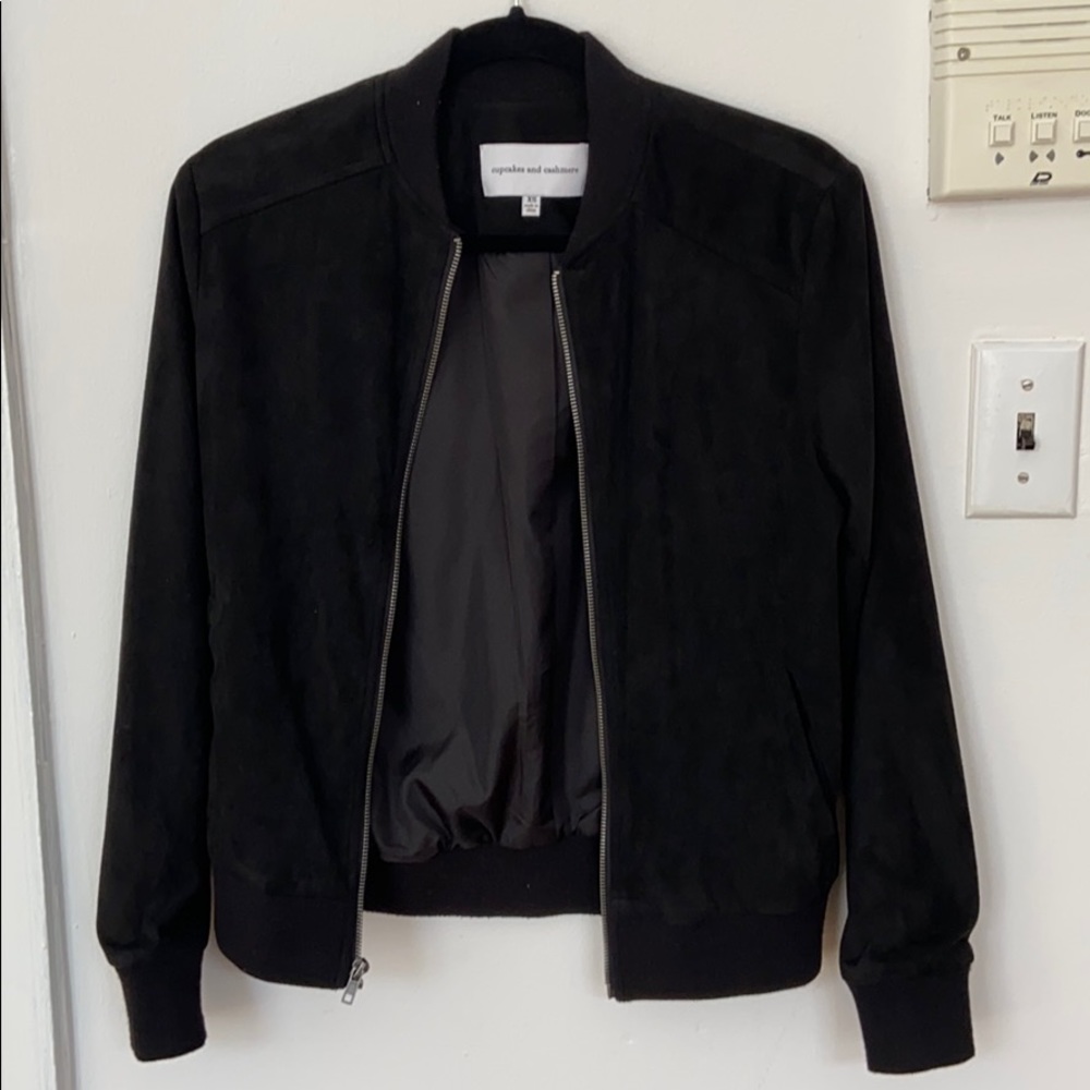 Cupcakes and Cashmere suede bomber jacket